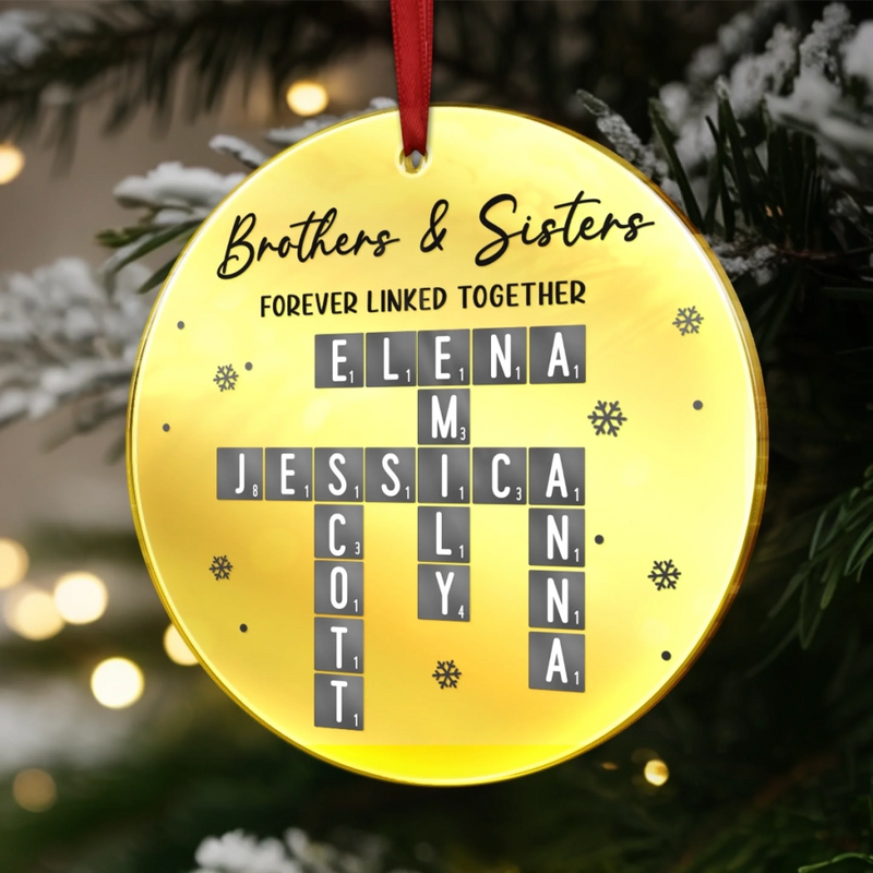 Custom Scrabble Mirrored Acrylic Ornament - Personalized Christmas Birthday Gifts For Brother, Sister - You Complete My Word