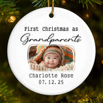 Custom Baby's First Christmas Grandparents Ceramic Ornament - Personalized Christmas Birthday Gifts For First Time Grandparents, Future Grandpa and Grandma, Family  - Grandma And Grandpa Season