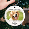 Custom Photo First Christmas Pet Ceramic Ornament - Personalized Christmas Birthday Gifts For Dog Lovers, Cat Lovers, Pet Dad And Mom, New Pet Ornament - First Christmas With Fur Baby
