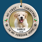 Custom Photo First Christmas Pet Ceramic Ornament - Personalized Christmas Birthday Gifts For Dog Lovers, Cat Lovers, Pet Dad And Mom, New Pet Ornament - New Pawprints This Christmas