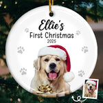 Custom Photo First Christmas Pet Ceramic Ornament - Personalized Christmas Birthday Gifts For Dog Lovers, Cat Lovers, Pet Dad And Mom, New Pet Ornament - Our First Fur Christmas