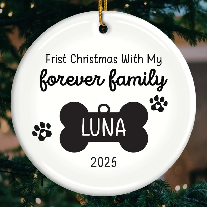 Custom First Christmas Pet Ceramic Ornament - Personalized Christmas Birthday Gifts For Dog Lovers, Cat Lovers, Pet Dad And Mom, New Pet Ornament - New Fur In Family