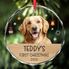 Custom Photo First Christmas Pet Glass Ornament - Personalized Christmas Birthday Gifts For Dog Lovers, Cat Lovers, Pet Dad And Mom, New Pet Ornament - Paw-Fect Christmas Begin