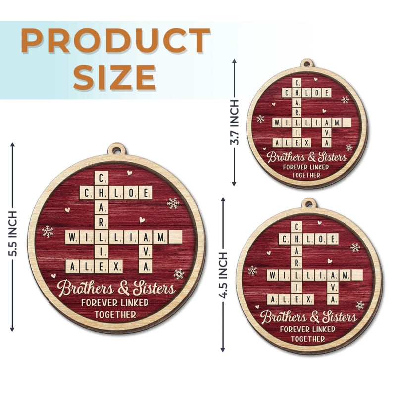 Custom Scrabble Wood Ornament - Personalized Christmas Birthday Gifts For Brother, Sister - Joyful Hearts Gather Here