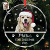 Custom Photo First Christmas Pet Glass Ornament - Personalized Christmas Birthday Gifts For Dog Lovers, Cat Lovers, Pet Dad And Mom, New Pet Ornament - New Paws New Joy