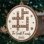 Custom Scrabble Wood Ornament - Personalized Christmas Birthday Gifts For Mom, Dad, Brother, Sister, Kids - Christmas Starts With Family Smiles
