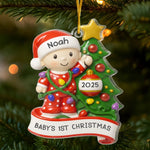 Custom First Christmas Acrylic Ornament - Personalized Christmas Baby Shower, Gender Reveal Gifts For New Moms, New Dads, New Parents - Tiny Snowflake Big Miracle