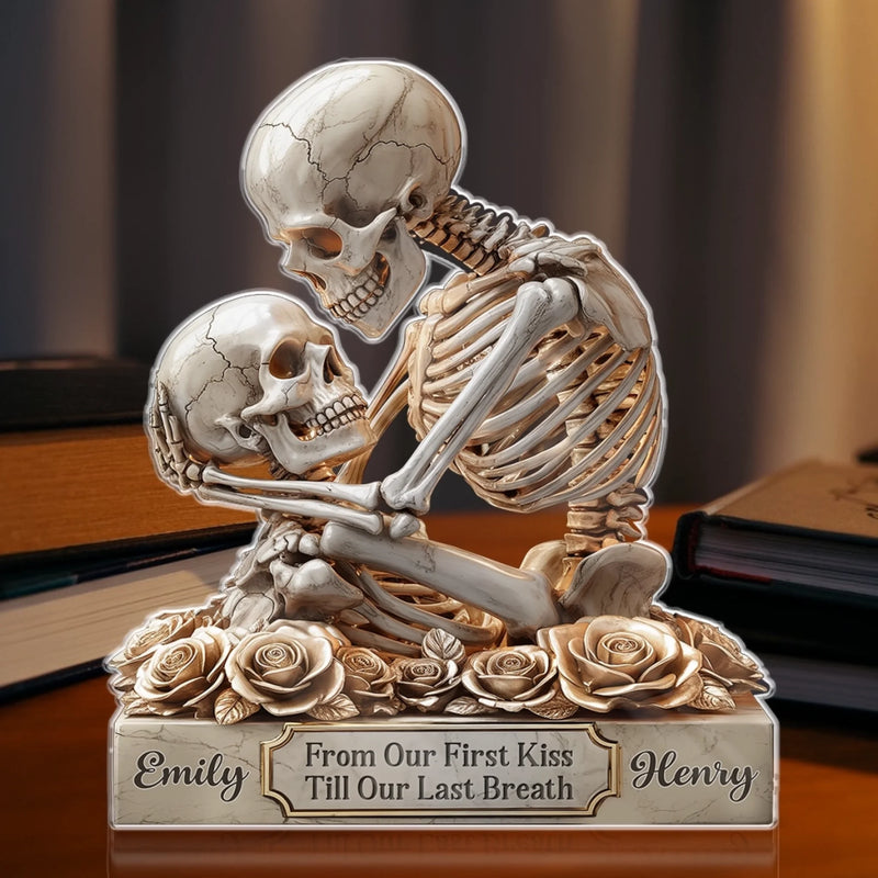 Custom Gothic Skeleton Acrylic Plaque - Personalized Anniversary Wedding Gifts For Husband And Wife, Him And Her - Bone To Be Yours