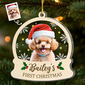 Custom Photo First Christmas Pet Acrylic Ornament - Personalized Christmas Birthday Gifts For Dog Lovers, Cat Lovers, Pet Dad And Mom, New Pet Ornament - All You Need Is Paws