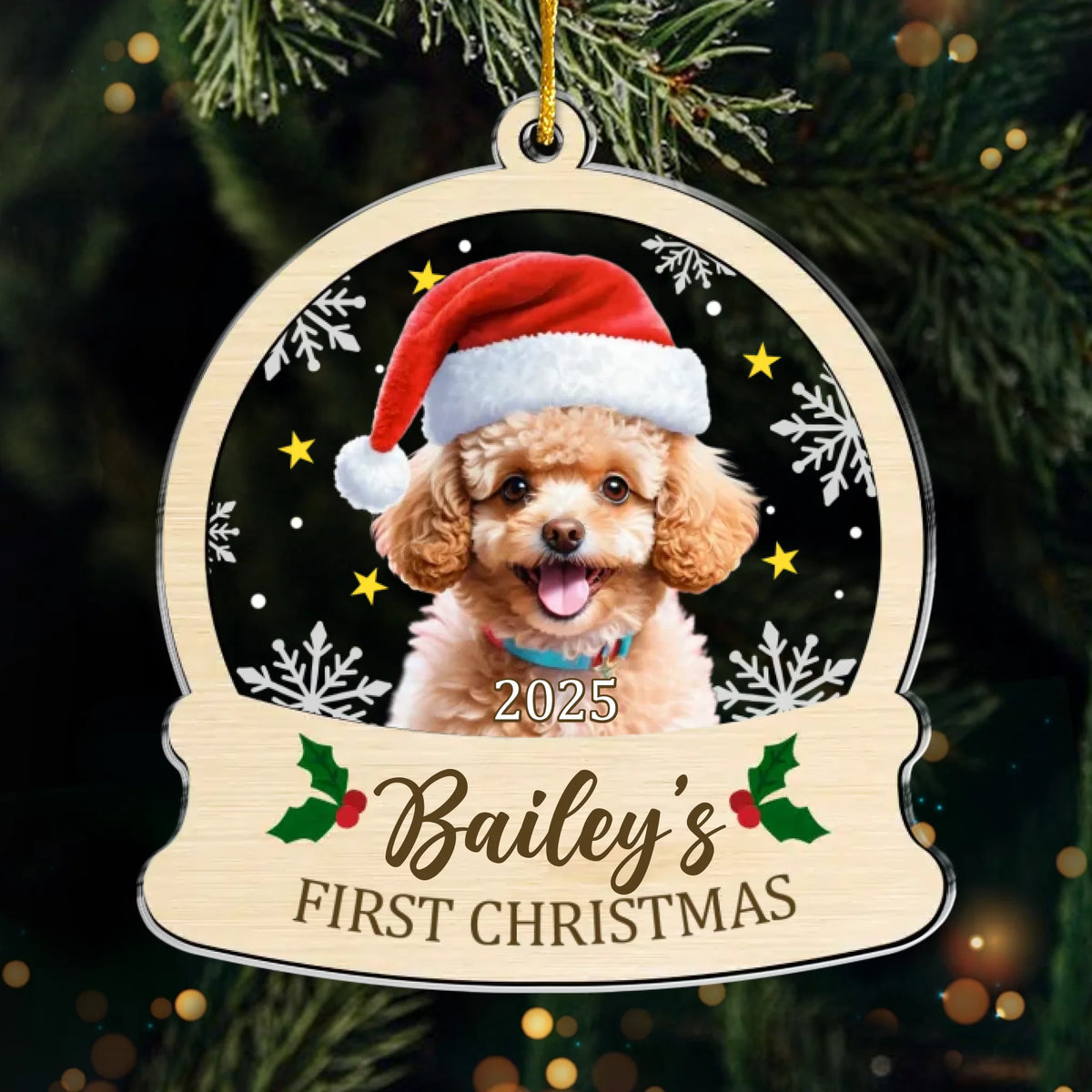Custom Photo First Christmas Pet Acrylic Ornament - Personalized Christmas Birthday Gifts For Dog Lovers, Cat Lovers, Pet Dad And Mom, New Pet Ornament - All You Need Is Paws