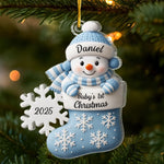 Custom First Christmas Acrylic Ornament - Personalized Christmas Baby Shower, Gender Reveal Gifts For New Moms, New Dads, New Parents - Little Heart Big Joy