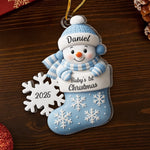Custom First Christmas Acrylic Ornament - Personalized Christmas Baby Shower, Gender Reveal Gifts For New Moms, New Dads, New Parents - Little Heart Big Joy
