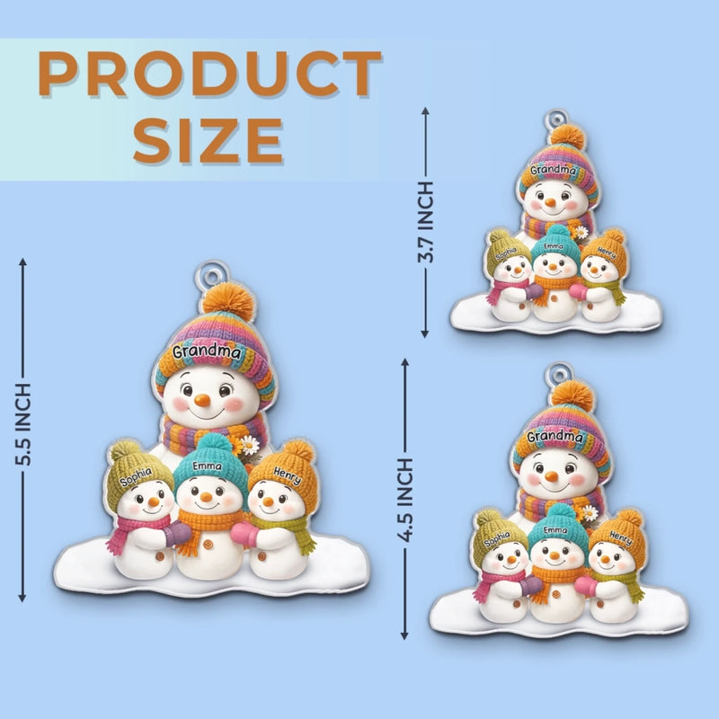 Custom Snowman Acrylic Ornament - Personalized Christmas Birthday Gifts For Mom, Grandma - Joy Found In Family