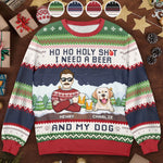 Custom Name Funny Beer and Dog Christmas Gifts for Men - Personalized Sweatshirt