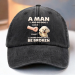 Custom Name Man and His Dog Gifts for Dog Lovers - Personalized Washed Baseball Cap
