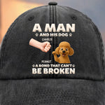 Custom Name Man and His Dog Gifts for Dog Lovers - Personalized Washed Baseball Cap