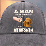 Custom Name Man and His Dog Gifts for Dog Lovers - Personalized Washed Baseball Cap