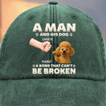 Custom Name Man and His Dog Gifts for Dog Lovers - Personalized Washed Baseball Cap