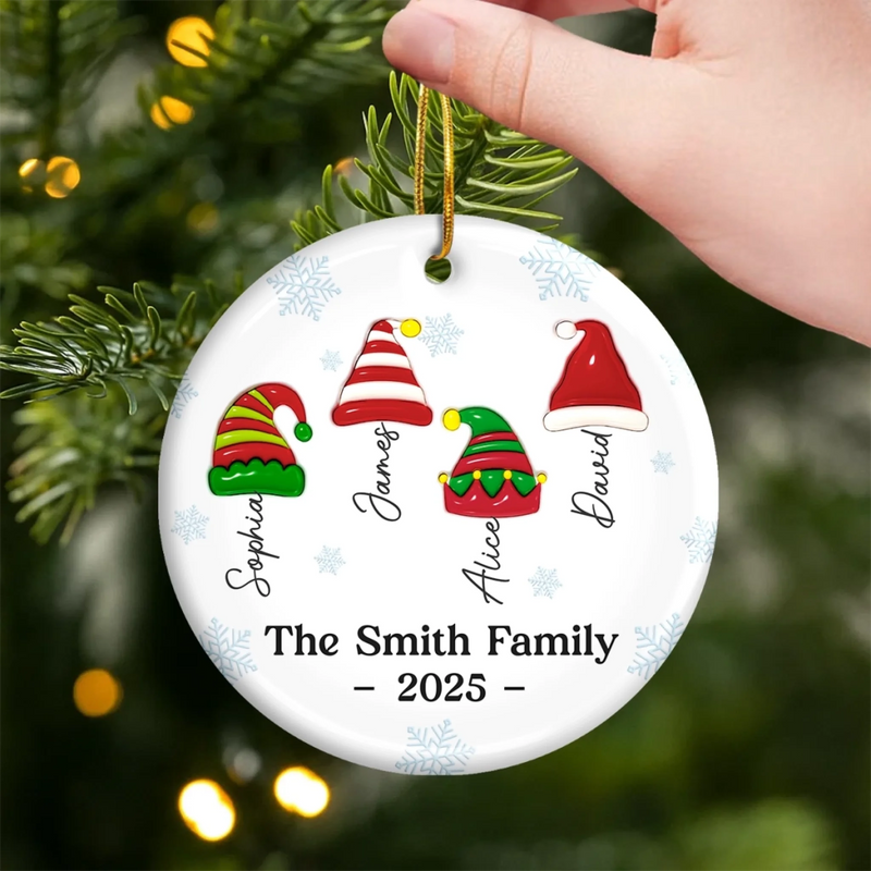 Custom Name Christmas Family Gifts - Personalized Ceramic Ornament