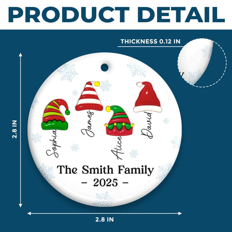 Custom Name Christmas Family Gifts - Personalized Ceramic Ornament