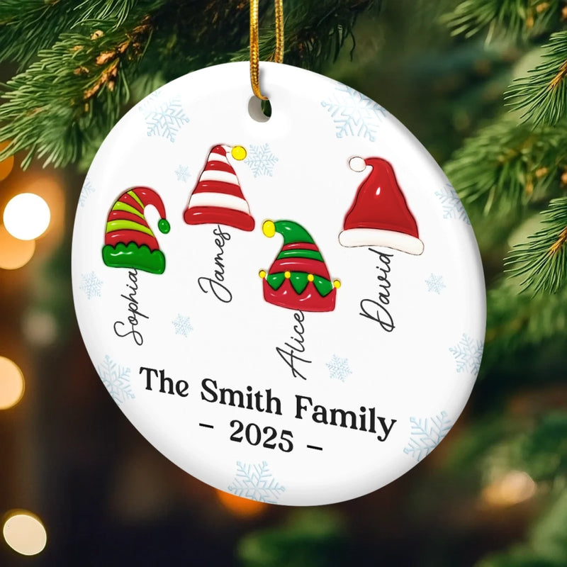 Custom Name Christmas Family Gifts - Personalized Ceramic Ornament
