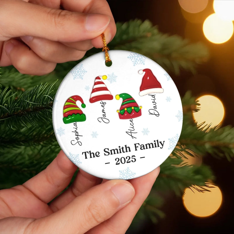 Custom Name Christmas Family Gifts - Personalized Ceramic Ornament