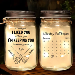 Custom Mason Jar Light - Personalized Anniversary Wedding Gifts For Husband And Wife, Him And Her - Love, Bottled And Glowing