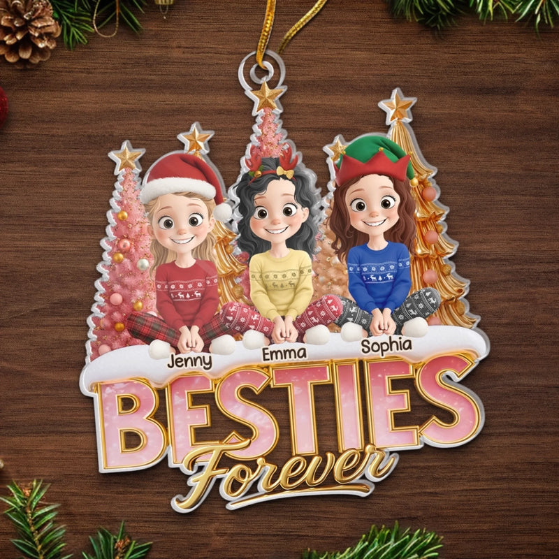Custom Acrylic Ornament - Personalized Best Friend Christmas Birthday Gifts For Women, Besties, Sisters, BFF - Candy Canes And Endless Laughs