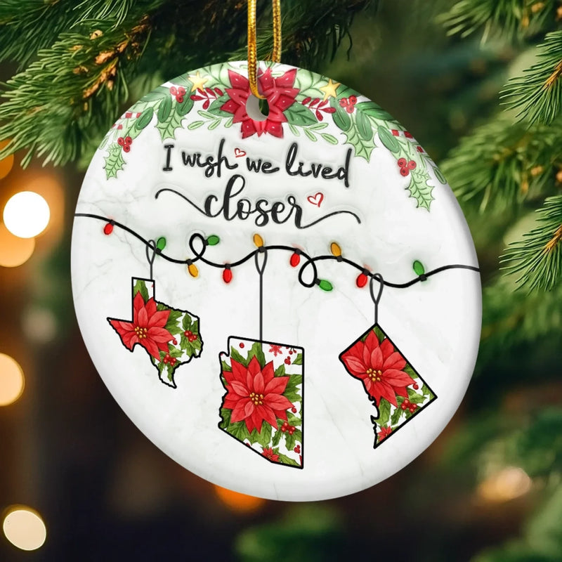 Custom Long Distance Ceramic Ornament - Personalized Best Friend Christmas Birthday Gifts For Women, Besties, Sisters, BFF - Held Beyond Borders