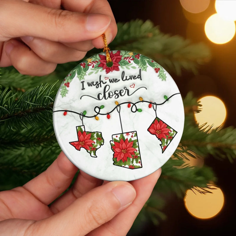 Custom Long Distance Ceramic Ornament - Personalized Best Friend Christmas Birthday Gifts For Women, Besties, Sisters, BFF - Held Beyond Borders