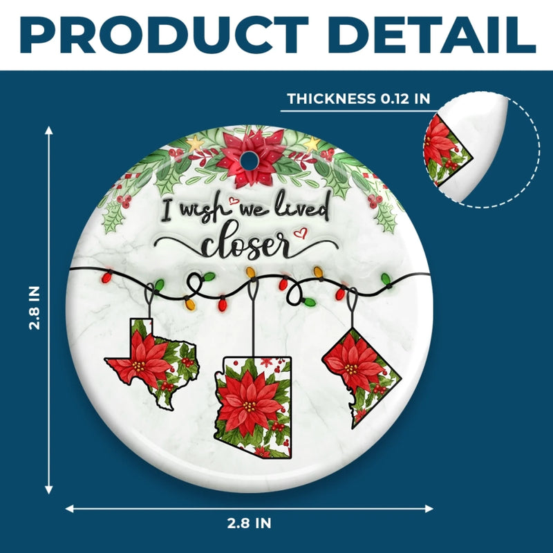 Custom Long Distance Ceramic Ornament - Personalized Best Friend Christmas Birthday Gifts For Women, Besties, Sisters, BFF - Held Beyond Borders