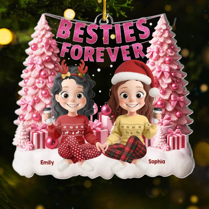 Custom Acrylic Ornament - Personalized Best Friend Christmas Birthday Gifts For Women, Besties, Sisters, BFF - Our Friendship Sparkles Always