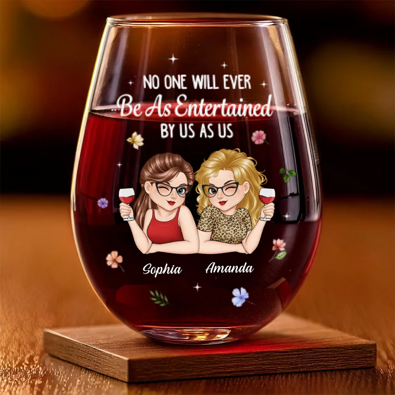 Custom Wine Glass - Personalized Best Friend Birthday Gifts For Women, Besties, Sisters, BFF - Holiday Magic Made With Friends