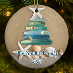 Custom Sea Glass Ceramic Ornament - Personalized Christmas Birthday Gifts For Mom, Dad, Brother, Sister, Kids, Beach Lovers - Seas Hold Our Story