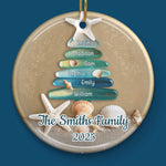 Custom Sea Glass Ceramic Ornament - Personalized Christmas Birthday Gifts For Mom, Dad, Brother, Sister, Kids, Beach Lovers - Seas Hold Our Story
