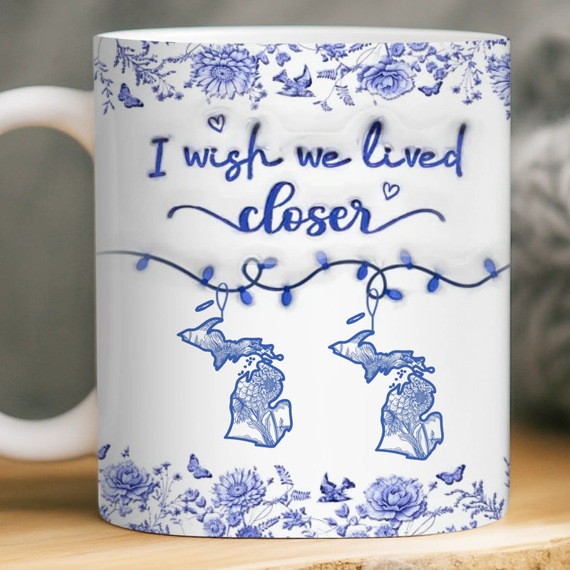 Custom Long Distance Mug - Personalized Best Friend Birthday Gifts For Women, Besties, Sisters, BFF - Our Hearts Bridge Miles