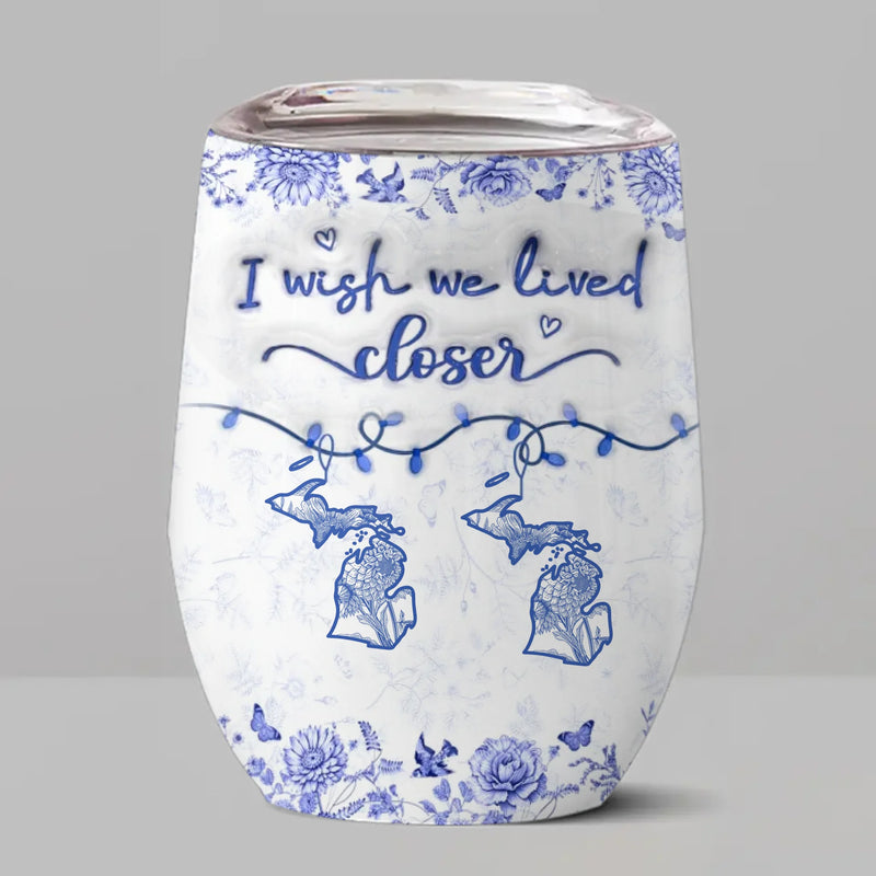 Custom Long Distance Wine Tumbler - Personalized Best Friend Birthday Gifts For Women, Besties, Sisters, BFF - Distance Means Nothing