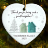 Custom Sea Glass Heart Ceramic Ornament - Personalized Best Friend Christmas Birthday Appreciation Gifts For Friendship, Neighbors, Neighbours, Beach Lovers - Best Neighbor Ever