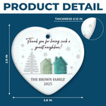 Custom Sea Glass Heart Ceramic Ornament - Personalized Best Friend Christmas Birthday Appreciation Gifts For Friendship, Neighbors, Neighbours, Beach Lovers - Best Neighbor Ever