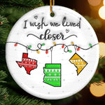 Custom Long Distance Ceramic Ornament - Personalized Best Friend Christmas Birthday Gifts For Women, Besties, Sisters, BFF - Miles Apart Still Connected