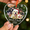 Custom Photo Heart Glass Ornament - Personalized Pet Christmas Memorial Sympathy Gifts For Dogs, Cats - Forever In My Heart Pawprints