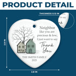 Custom Sea Glass Heart Ceramic Ornament - Personalized Best Friend Christmas Birthday Appreciation Gifts For Friendship, Neighbors, Neighbours, Beach Lovers - Grateful For Good Neighbors
