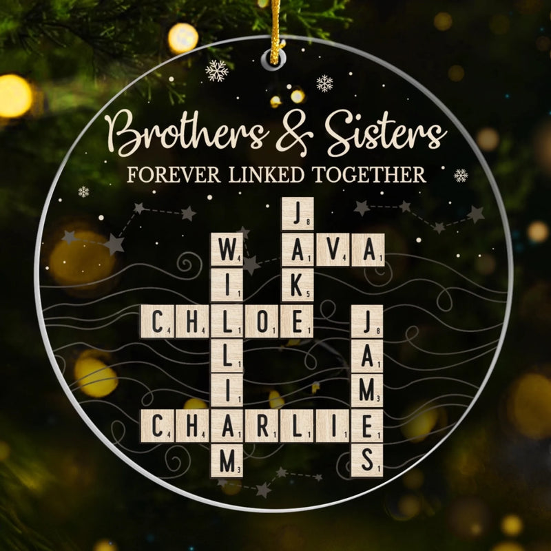Custom Scrabble Acrylic Ornament - Personalized Christmas Birthday Gifts For Brother, Sister - Growing Side By Side Always