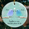 Custom Sea Glass Ceramic Heart Ornament - Personalized Anniversary Christmas Wedding Gifts For Husband And Wife, Him And Her, Couples, Beach Lovers - Sea Glass Hearts Alike