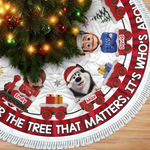 Custom Tree Skirt - Personalized Christmas Birthday Gifts For Family, Dog Cat Lovers - Paws, People And Pure Joy