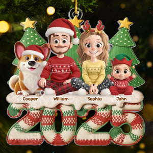 Custom Acrylic Ornament - Personalized Christmas Birthday Gifts For Family, Dog Cat Lovers - A Perfectly Imperfect Family