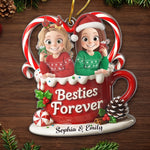 Custom Acrylic Ornament - Personalized Best Friend Christmas Birthday Gifts For Women, Besties, Sisters, BFF - Merry Hearts Forever Connected