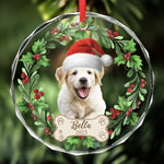 Custom Photo First Christmas Pet Glass Ornament - Personalized Christmas Birthday Gifts For Dog Lovers, Cat Lovers, Pet Dad And Mom, New Pet Ornament - Our Christmas Joy Has Paws