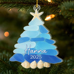 Custom Sea Glass Acrylic Ornament - Personalized Personalized Christmas Birthday Gifts For Mom, Dad, Brother, Sister, Kids, Beach Lovers - Waves Of Holiday Joy