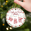 Custom Long Distance Ceramic Ornament - Personalized Best Friend Christmas Birthday Gifts For Women, Besties, Sisters, BFF - Far Yet Always Close
